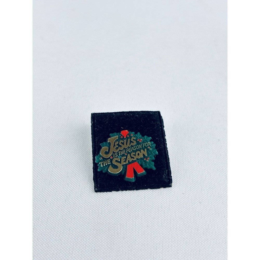Jesus‎ Is The Reason For The Season Christmas Wreath Lapel Pin Vintage Germany
